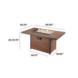 The Outdoor Greatroom Kenwood and Brooks Rectangular Chat Height Gas Fire Pit Table - KW-1224-19-K