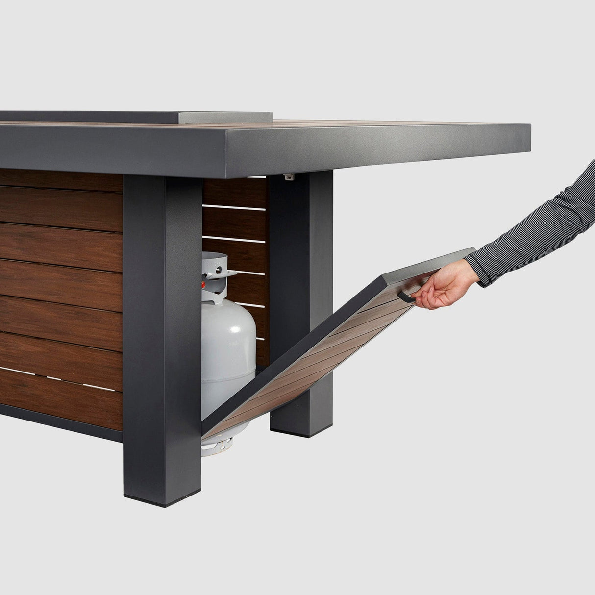 The Outdoor Greatroom Kenwood and Brooks Linear Dining Height Gas Fire Pit Table - KW-1242-K
