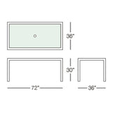 Kannoa Marbella 72" x 36" Rectangular Dining Table