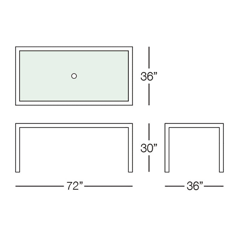 Kannoa Marbella 72" x 36" Rectangular Dining Table