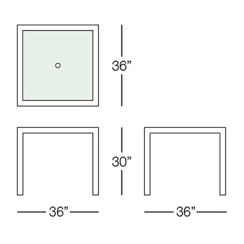 Kannoa Marbella 36" Square Dining Table