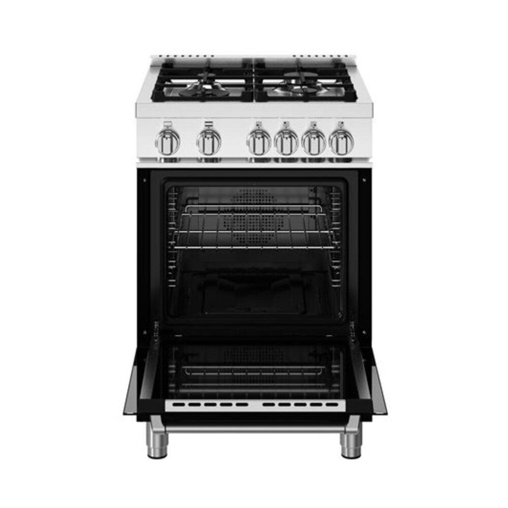 Bertazzoni Master Series 24 inch Gas Range with 4 Burners, 2.5 cu. ft. Oven Capacity, Continuous Cast Iron Grates and Convection (Nero Black) - MAS244GASNEV*
