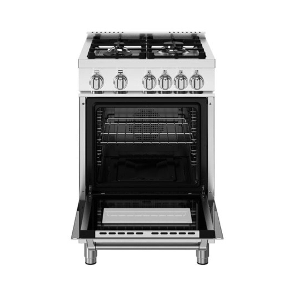 Bertazzoni Master Series 24 inch Gas Range with 4 Burners, 2.5 cu. ft. Oven Capacity, Continuous Cast Iron Grates and Convection