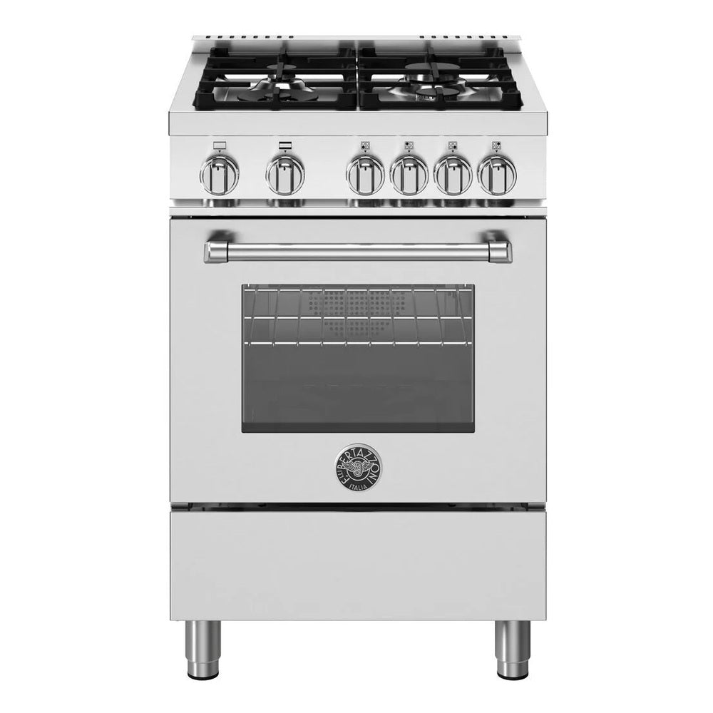 Bertazzoni Master Series 24 inch Gas Range with 4 Burners, 2.5 cu. ft. Oven Capacity, Continuous Cast Iron Grates and Convection (Stainless Steel) - MAS244GASXV*