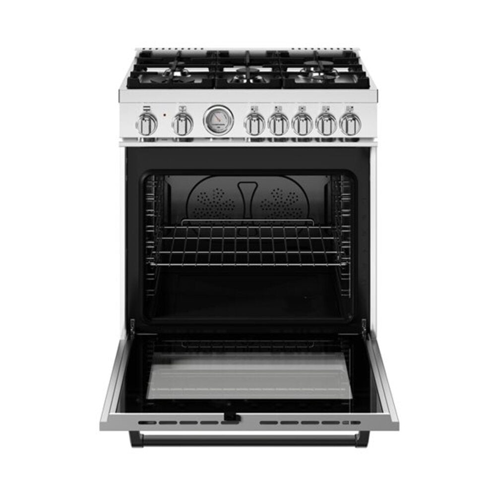 Bertazzoni Master Series 30 inch Dual Fuel Range with 5 Burners, 4.7 cu. ft. Oven Capacity, Continuous Cast Iron Grates and Dual Convection (Bianco White) - MAS305DFMBIV*