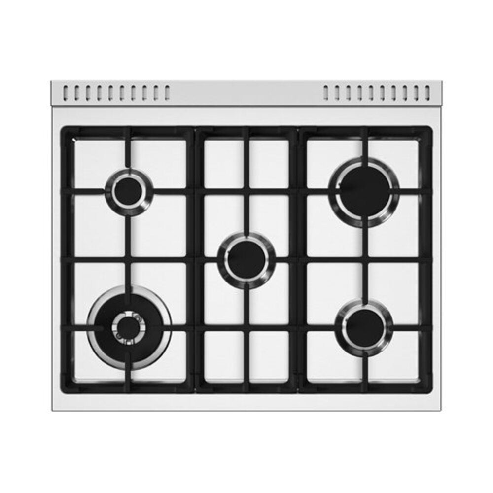 Bertazzoni Master Series 30 inch Gas Range with 5 Burners, 4.7 cu. ft. Oven Capacity, Continuous Cast Iron Grates and Convection (Bianco White) -  MAS305GASBIV*