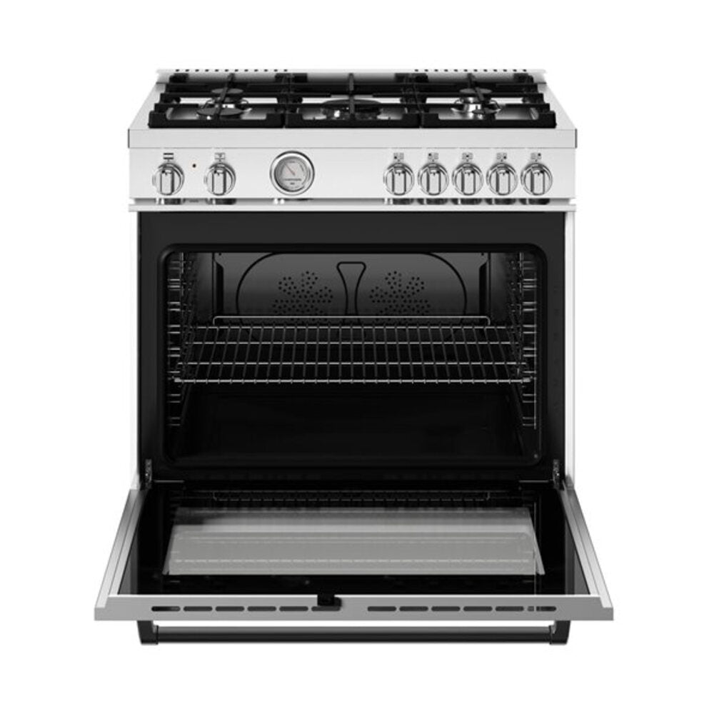 Bertazzoni Master Series 36 inch Dual Fuel Range with 5 Burners, 5.9 cu. ft. Oven Capacity, Continuous Cast Iron Grates and Dual Convection (Bianco White) - MAS365DFMBIV*