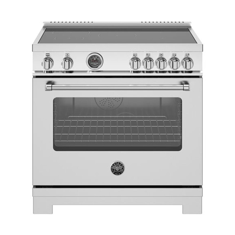 Bertazzoni Master Series 36 inch Induction Range with 5 Elements, 5.7 cu. ft. Oven Capacity, Self Clean and Air Fry in Stainless Steel - MAS365ICFEPXT
