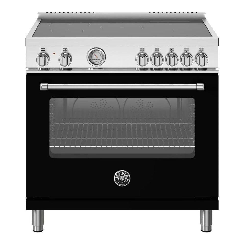Bertazzoni Master Series 36 inch Induction Range with 5 Elements, 5.9 cu. ft. Oven Capacity, Convection and Bridge Element (Nero Black) - MAS365INMNEV