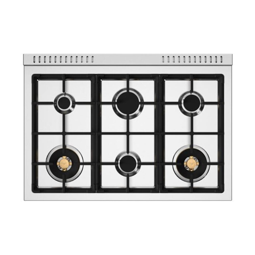 Bertazzoni Master Series 36 inch Gas Range with 6 Brass Burners, 5.9 cu. ft. Capacity Oven, Removable Cast Iron Griddle and Dual Convection - MAS366BCFGMXT*