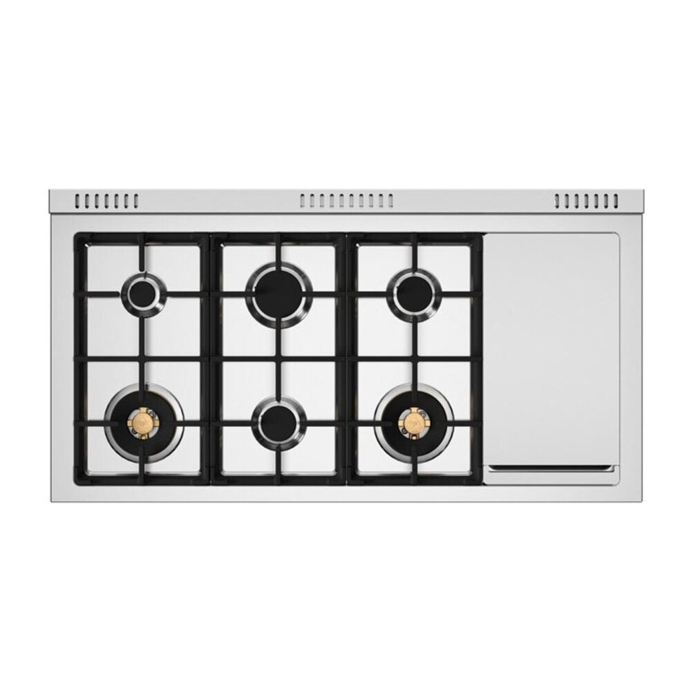 Bertazzoni Master Series 48 inch Dual Fuel Range with 6 Brass Burners, Electric Griddle, 7 cu. ft. Total Oven Capacity and Self Clean - MAS486BTFEPXT*