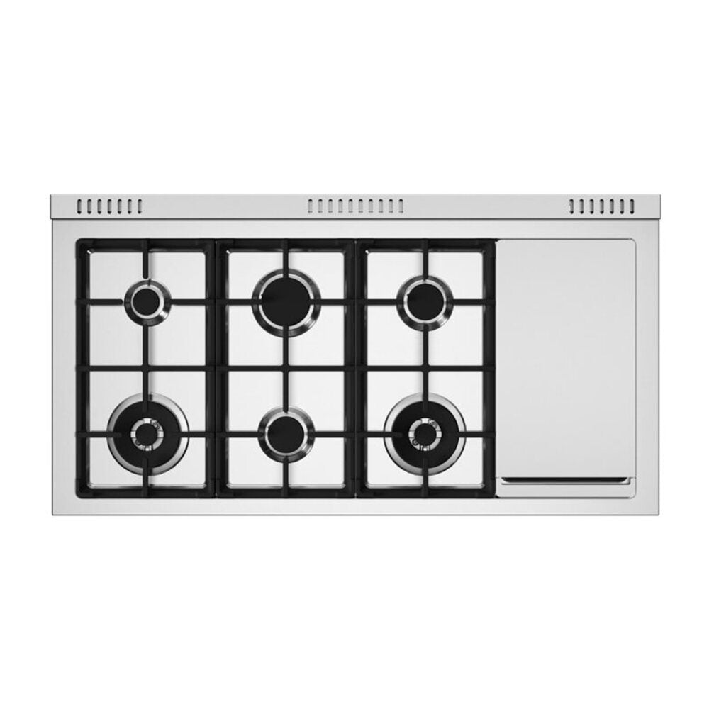 Bertazzoni Master Series 48 inch Dual Fuel Range with 6 Burners, Electric Griddle. 7.1 cu. ft. Total Oven Capacity and Dual Convection (Nero Black) - MAS486GDFMNEV*