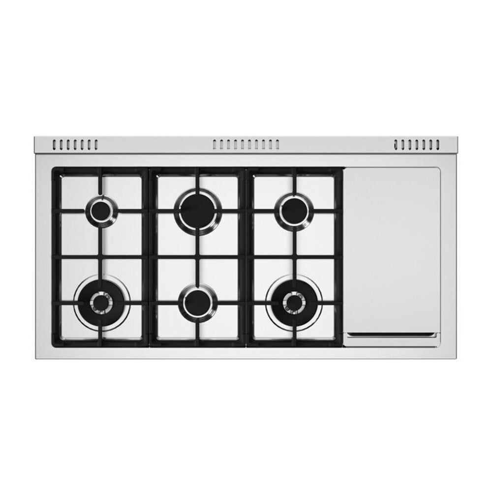 Bertazzoni Master Series 48 inch Gas Range with 6 Burners, Griddle, 7.1 cu. ft. Oven Capacity, Continuous Cast Iron Grates and Convection (Bianco White) - MAS486GGASBIV*