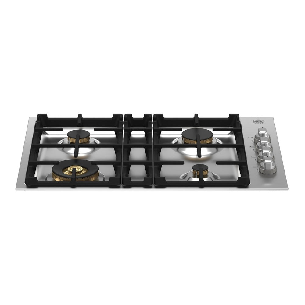 Bertazzoni 30 inch Master Series Drop In Gas Cooktop with 4 Sealed Brass Burners, Cast Iron Grates, Thermocouple Safety Device, in Stainless Steel - MAST304QBXT*