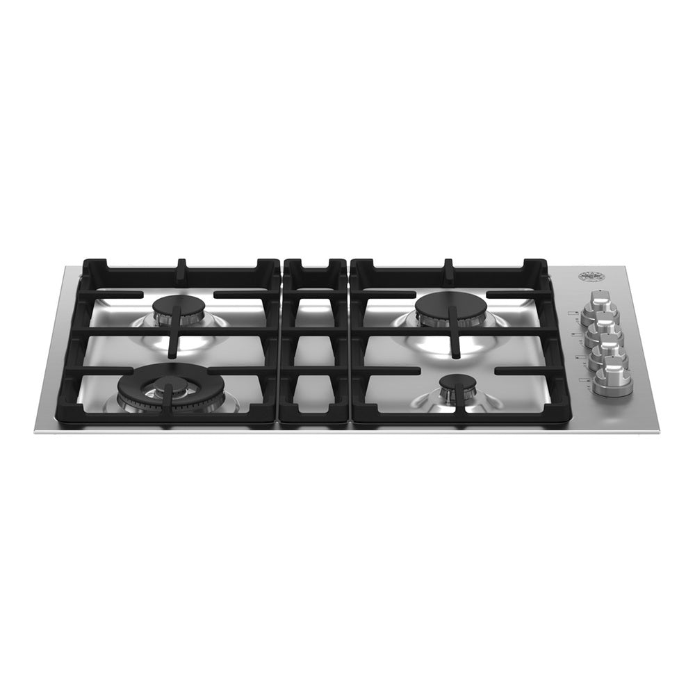 Bertazzoni Master Series 30 inch Drop-In Gas Cooktop with 4 Sealed Burners, Cast Iron Grates, Thermocouple Safety Device, in Stainless Steel - MAST304QXE*