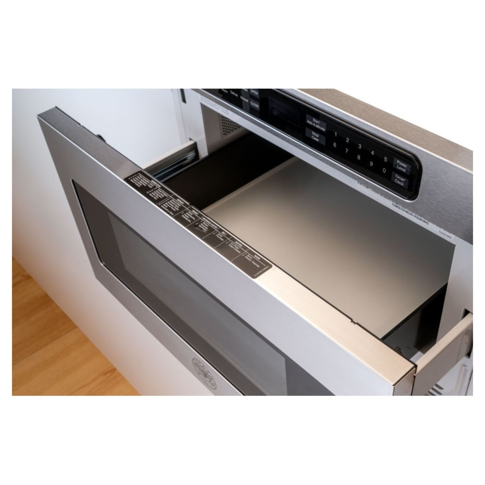 Bertazzoni 24 inch Professional Series Microwave Drawer with 1.2 cu. ft. Capacity, 11 Power Levels, 950 Cooking Watts, Intuitive LCD Display, in Stainless Steel  - MD24X