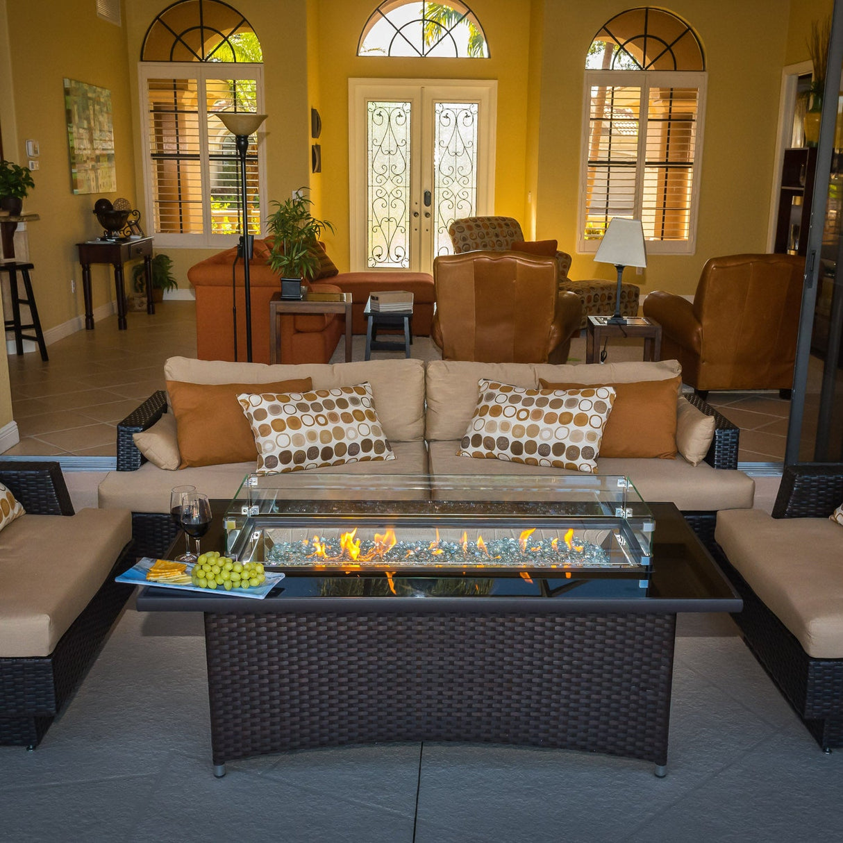 The Outdoor Greatroom Montego 59" Linear Gas Fire Pit Table - MG-1242-BLSM-K