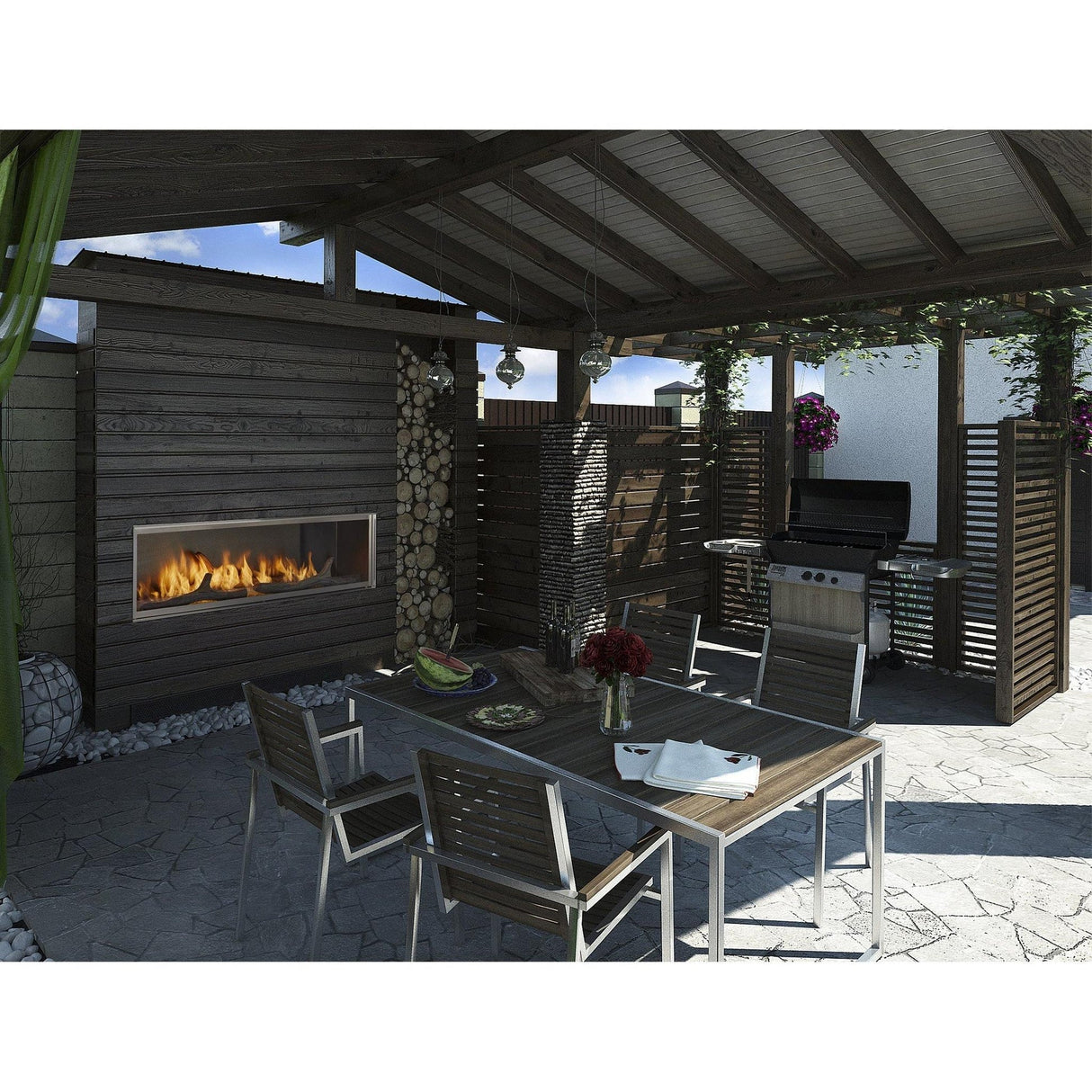 Majestic Lanai 48" Linear Contemporary Outdoor Vent-Free Natural Gas Fireplace