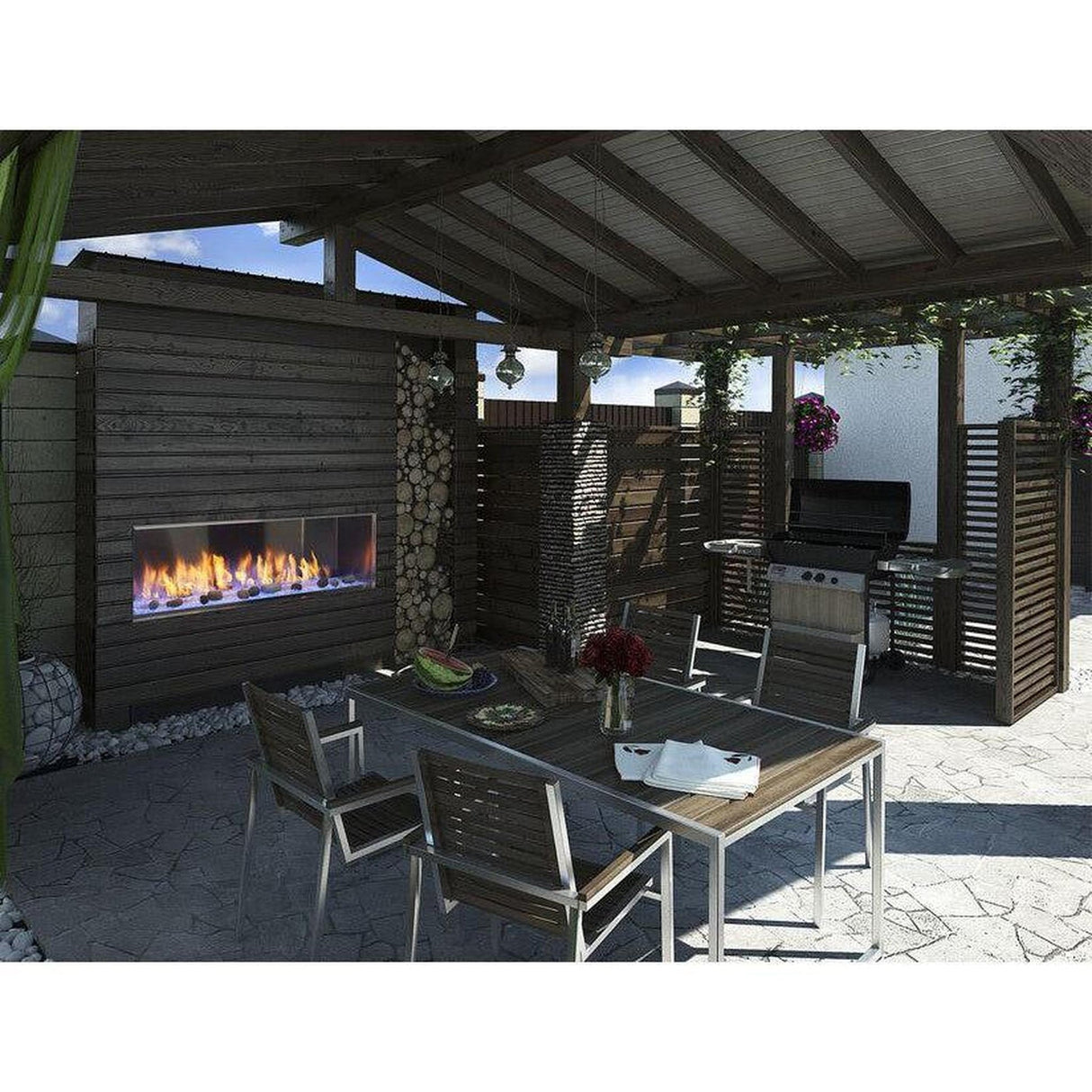 Majestic Lanai 48" Linear Contemporary Outdoor Vent-Free Natural Gas Fireplace
