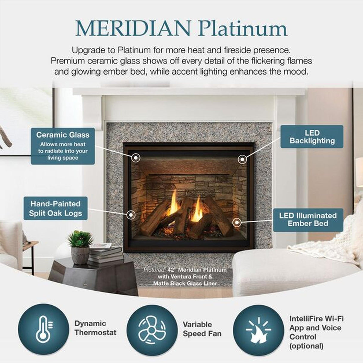 Majestic 36" Meridian Platinum Direct Vent Gas Fireplace