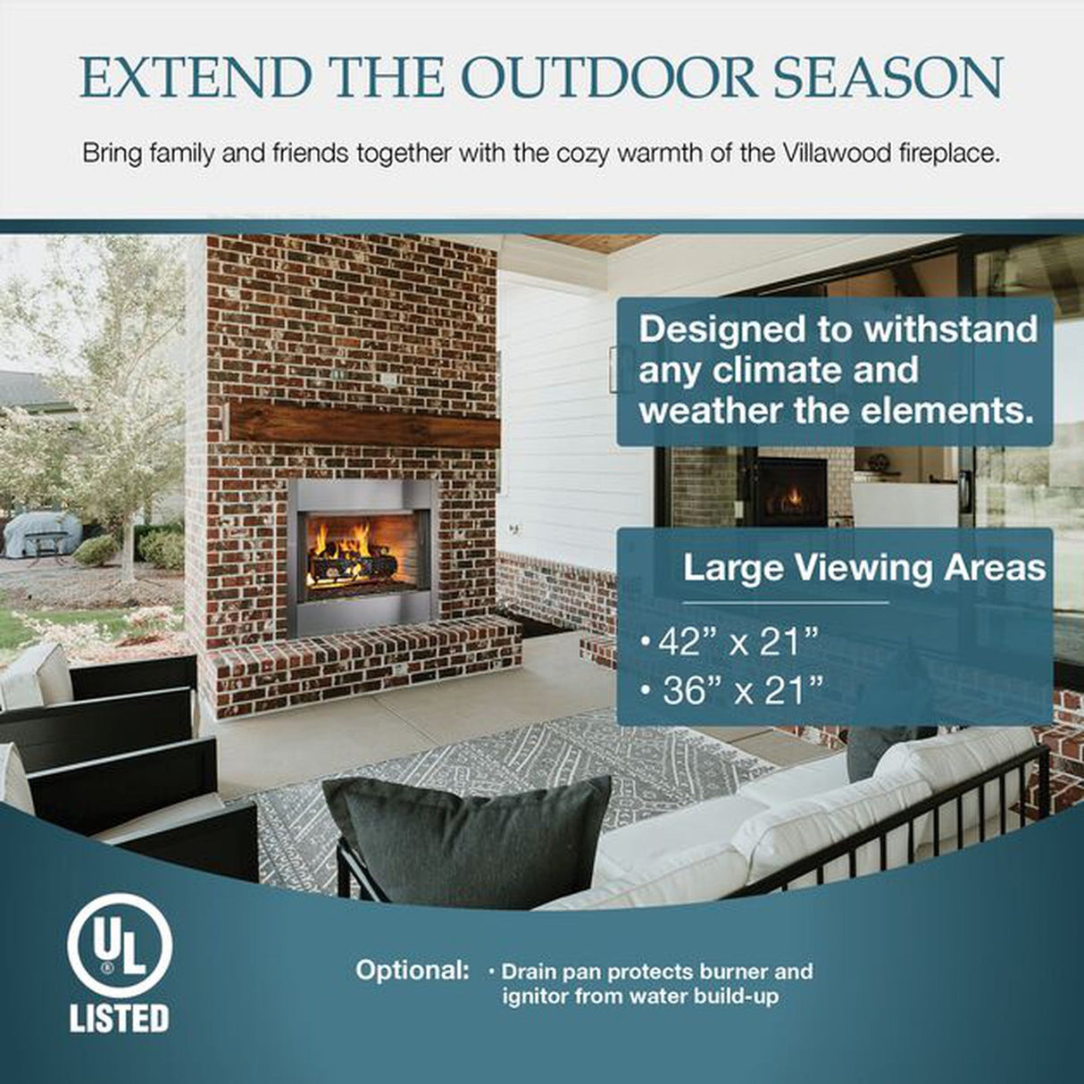 Majestic Villawood 42" Traditional Outdoor Wood Burning Fireplace
