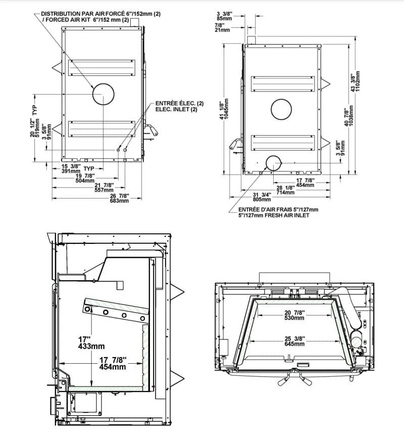 Osburn Horizon Zero Clearance Wood Fireplace - OB04010