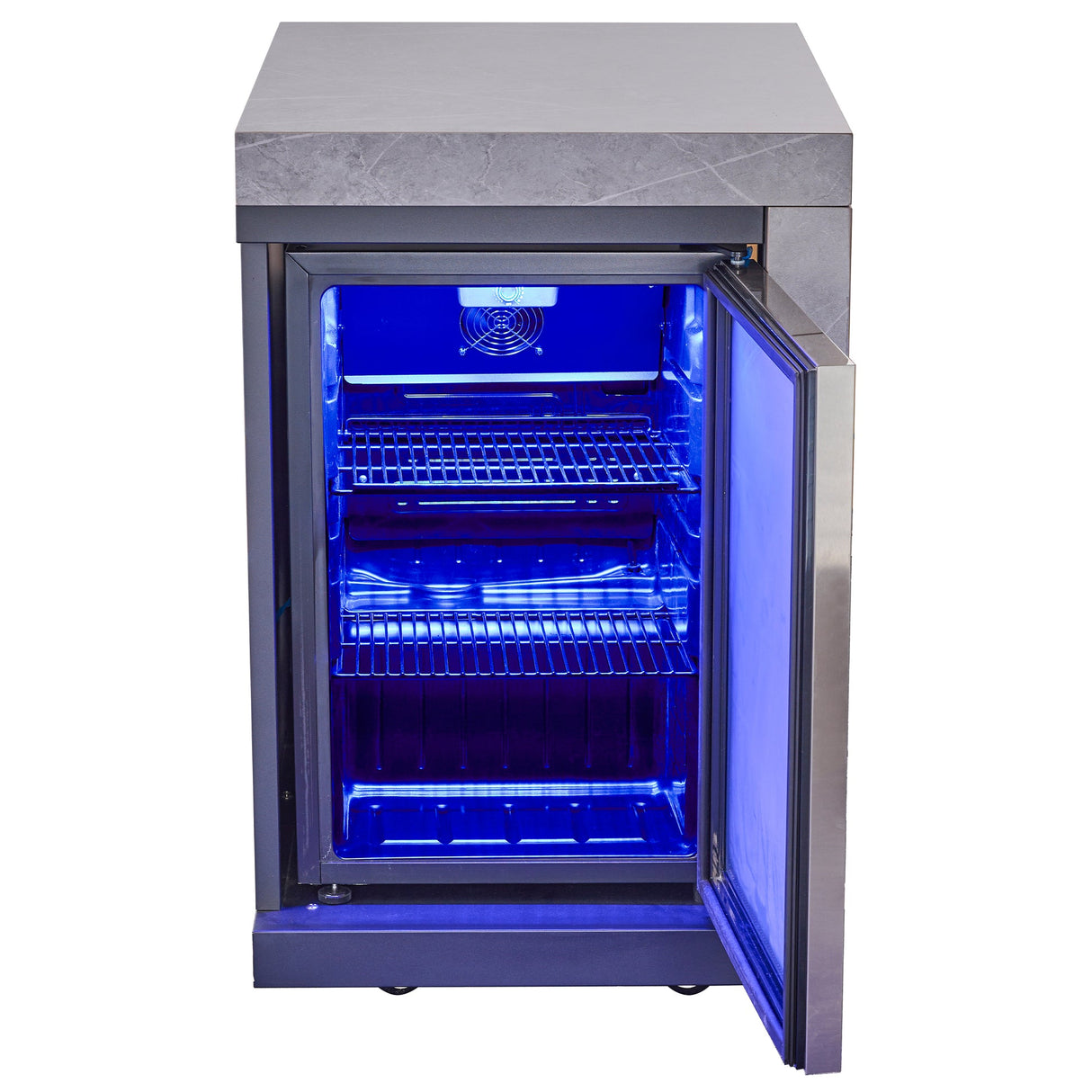 Forno Rimini Outdoor Kitchen 30" BBQ – 62,600 BTU, 3 Burners, Beverage Center, Black Cabinets & Gray Sintered Stone Countertop
