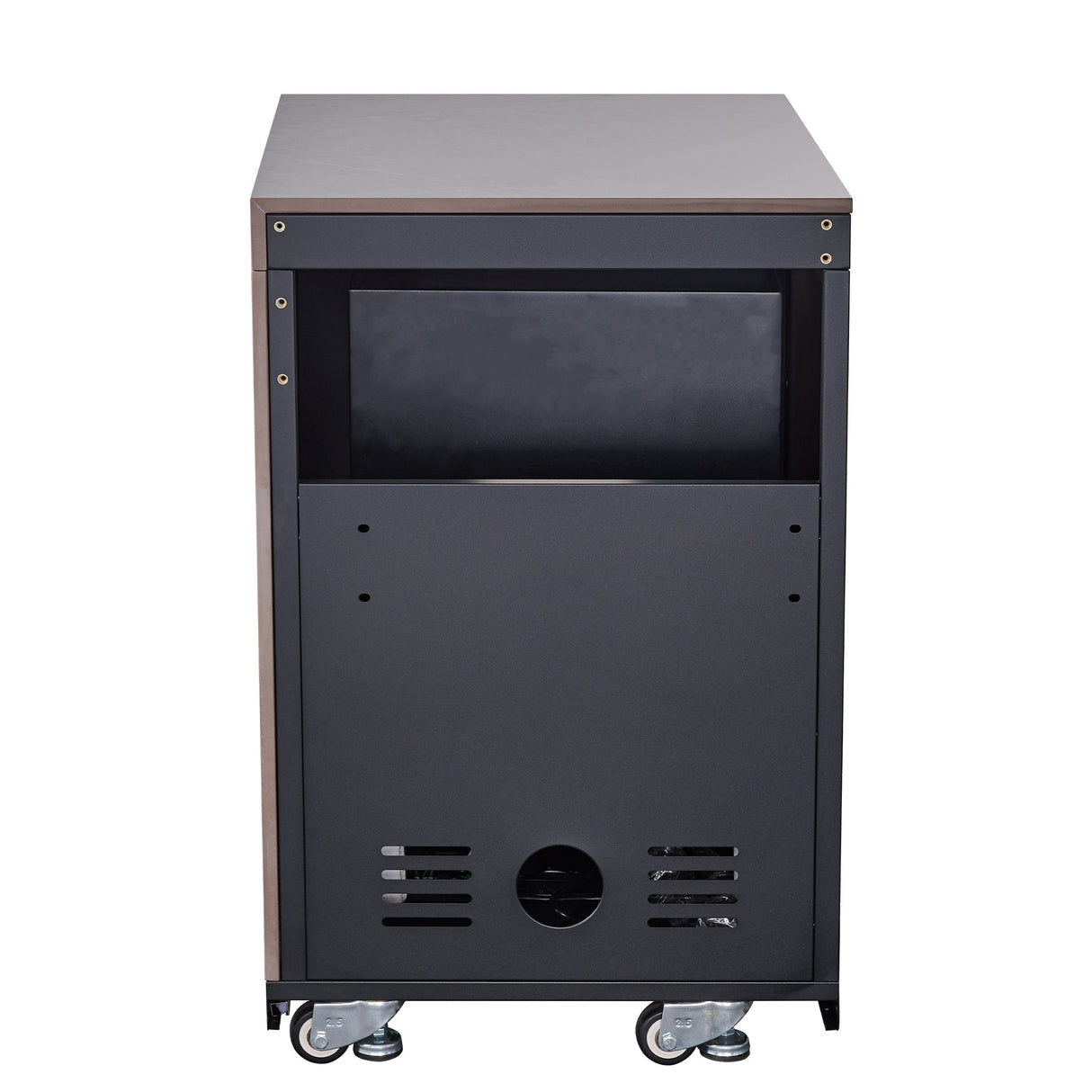 Forno Rimini Outdoor Kitchen 30" BBQ – 62,600 BTU, 3 Burners, Beverage Center, Black Cabinets & Gray Sintered Stone Countertop