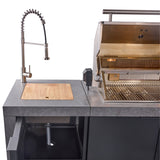 Forno Rimini Outdoor Kitchen 30" BBQ – 62,600 BTU, 3 Burners, Beverage Center, Black Cabinets & Gray Sintered Stone Countertop