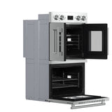 Forno Asti 30" Double Wall Oven – Stainless Steel with Upper French Doors, 7.36 cu.ft, 7200W Dual Convection, Air Fry, Self-Clean