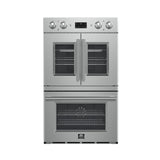 Forno Asti 30" Double Wall Oven – Stainless Steel with Upper French Doors, 7.36 cu.ft, 7200W Dual Convection, Air Fry, Self-Clean