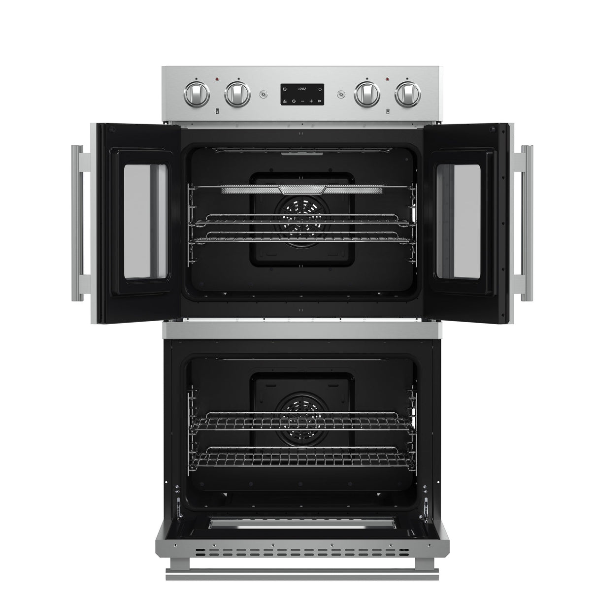Forno Asti 30" Double Wall Oven – Stainless Steel with Upper French Doors, 7.36 cu.ft, 7200W Dual Convection, Air Fry, Self-Clean