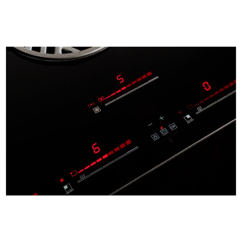 Bertazzoni 36 inch Induction Downdraft Cooktop with 4 Elements, Touch Controls, 400 CFM and Pot Detection in Black - PE364IDDNET