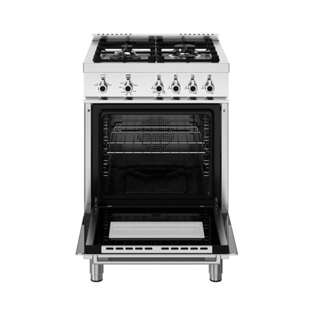 Bertazzoni Professional Series 24 inch Gas Range with 4 Burners, 2.5 cu. ft. Oven Capacity, Dual Convection and Continuous Cast Iron Grates - PRO244GASXV*
