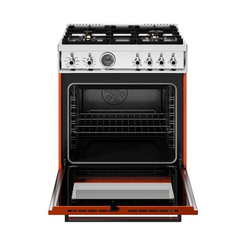 Bertazzoni Professional Series 30 inch Dual Fuel Range with 4 Brass Burners, 4.6 cu. ft. Capacity Oven, Self Clean and Air Fry (Arancio Orange) - PRO304BFEPART*