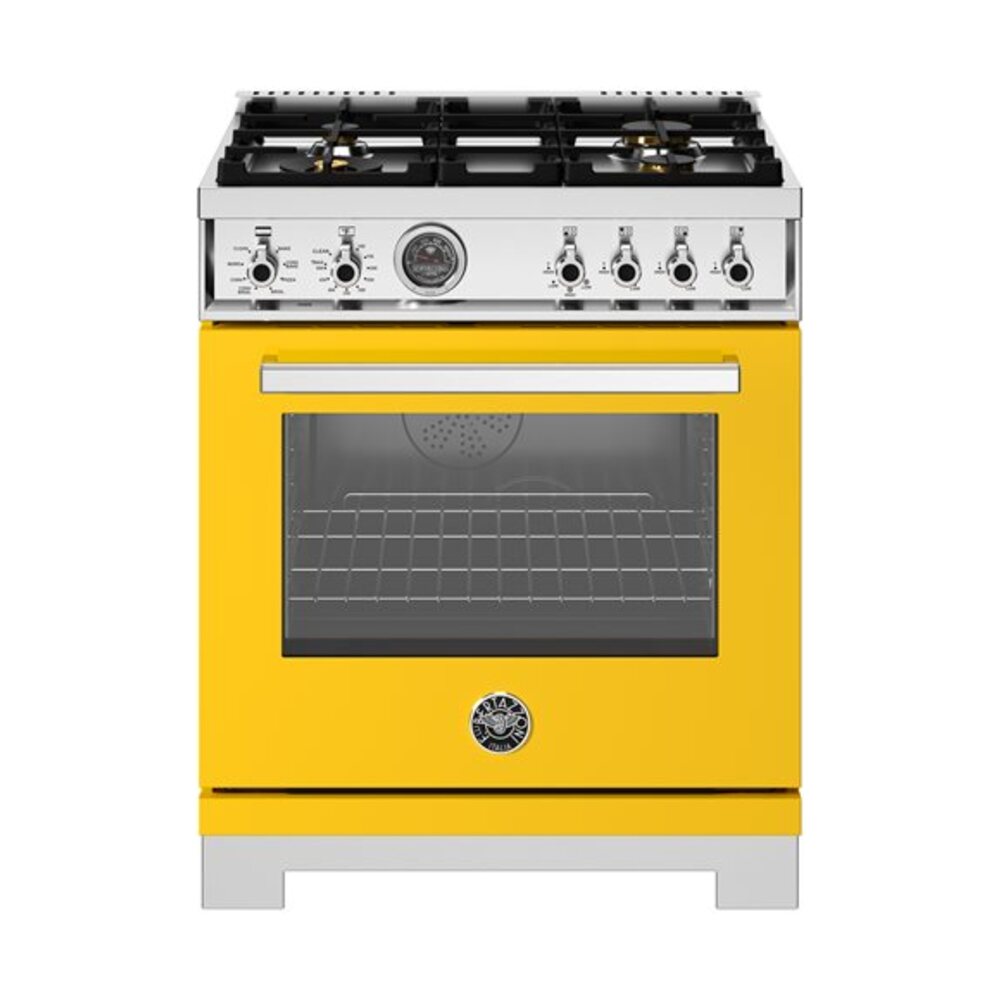 Bertazzoni Professional Series 30 inch Dual Fuel Range with 4 Brass Burners, 4.6 cu. ft. Capacity Oven, Self Clean and Air Fry
