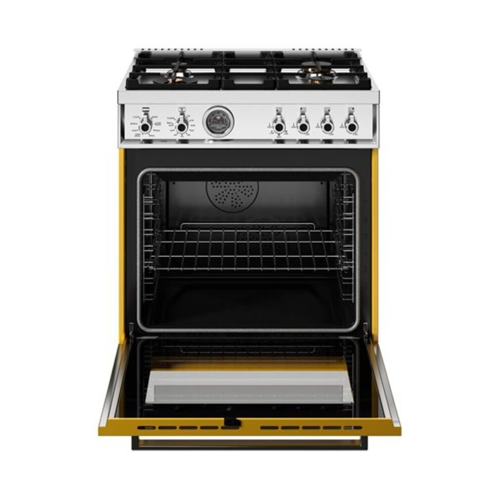 Bertazzoni Professional Series 30 inch Dual Fuel Range with 4 Brass Burners, 4.6 cu. ft. Capacity Oven, Self Clean and Air Fry (Giallo Yellow) - PRO304BFEPGIT*