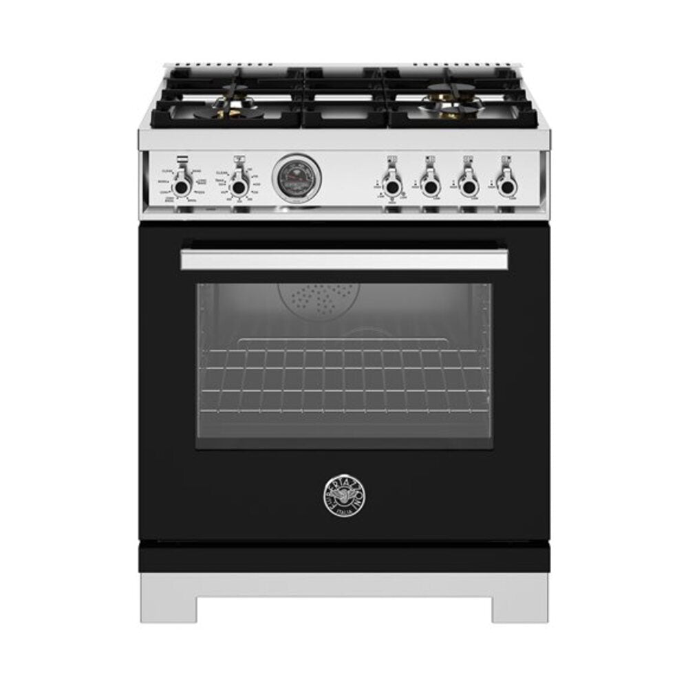 Bertazzoni Professional Series 30 inch Dual Fuel Range with 4 Brass Burners, 4.6 cu. ft. Capacity Oven, Self Clean and Air Fry