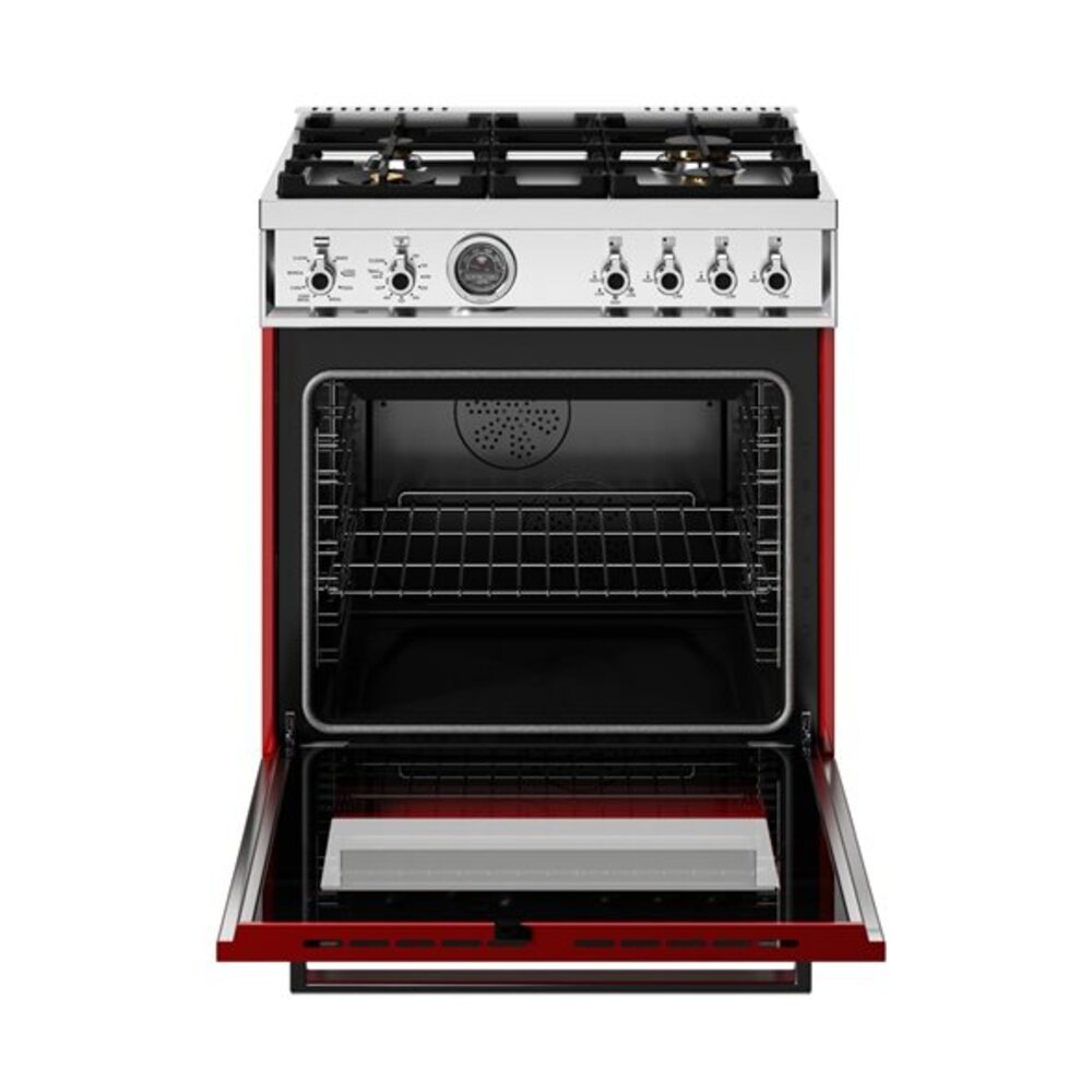 Bertazzoni Professional Series 30 inch Dual Fuel Range with 4 Brass Burners, 4.6 cu. ft. Capacity Oven, Self Clean and Air Fry (Rosso Red) - PRO304BFEPROT*