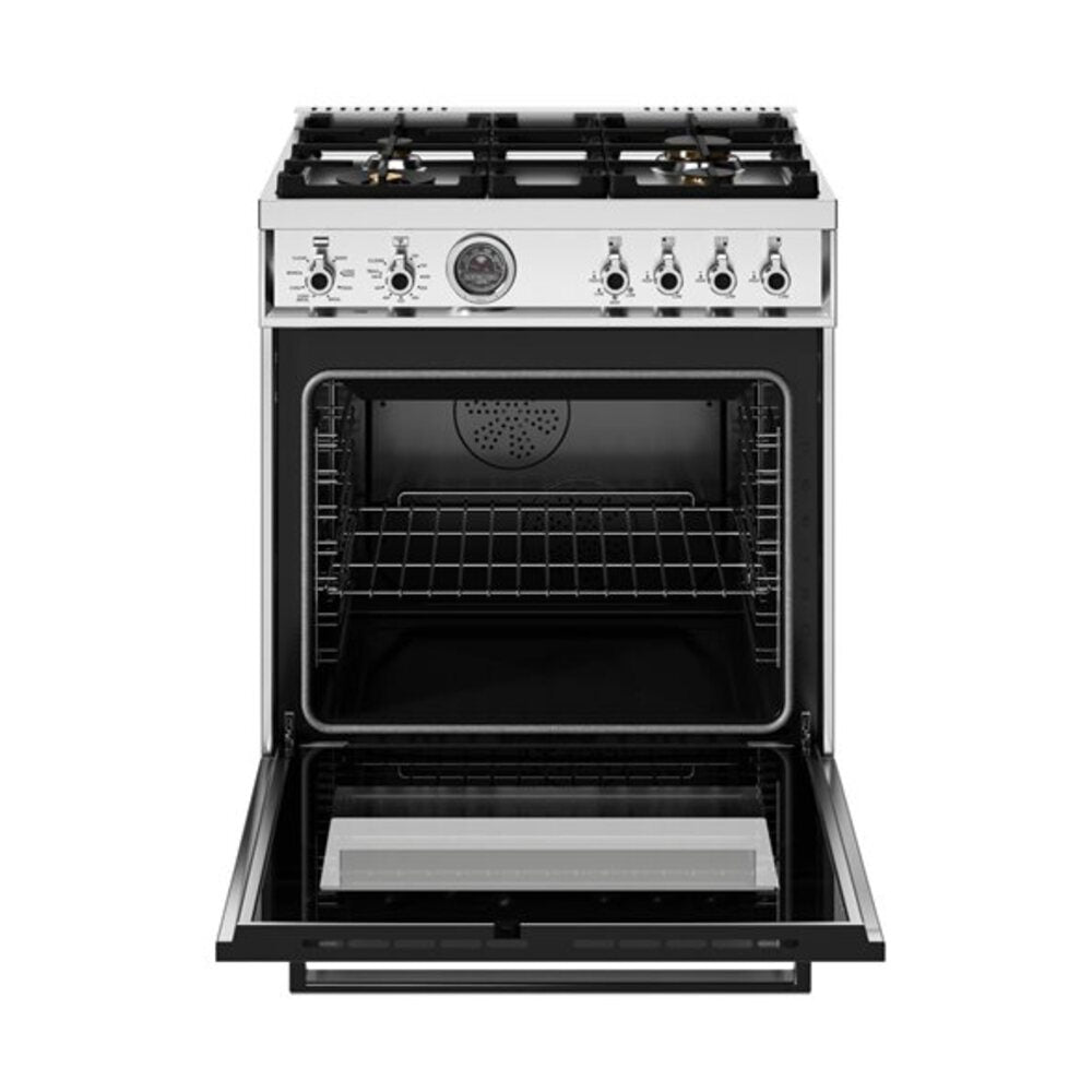 Bertazzoni Professional Series 30 inch Dual Fuel Range with 4 Brass Burners, 4.6 cu. ft. Capacity Oven, Self Clean and Air Fry (Stainless Steel) - PRO304BFEPXT*