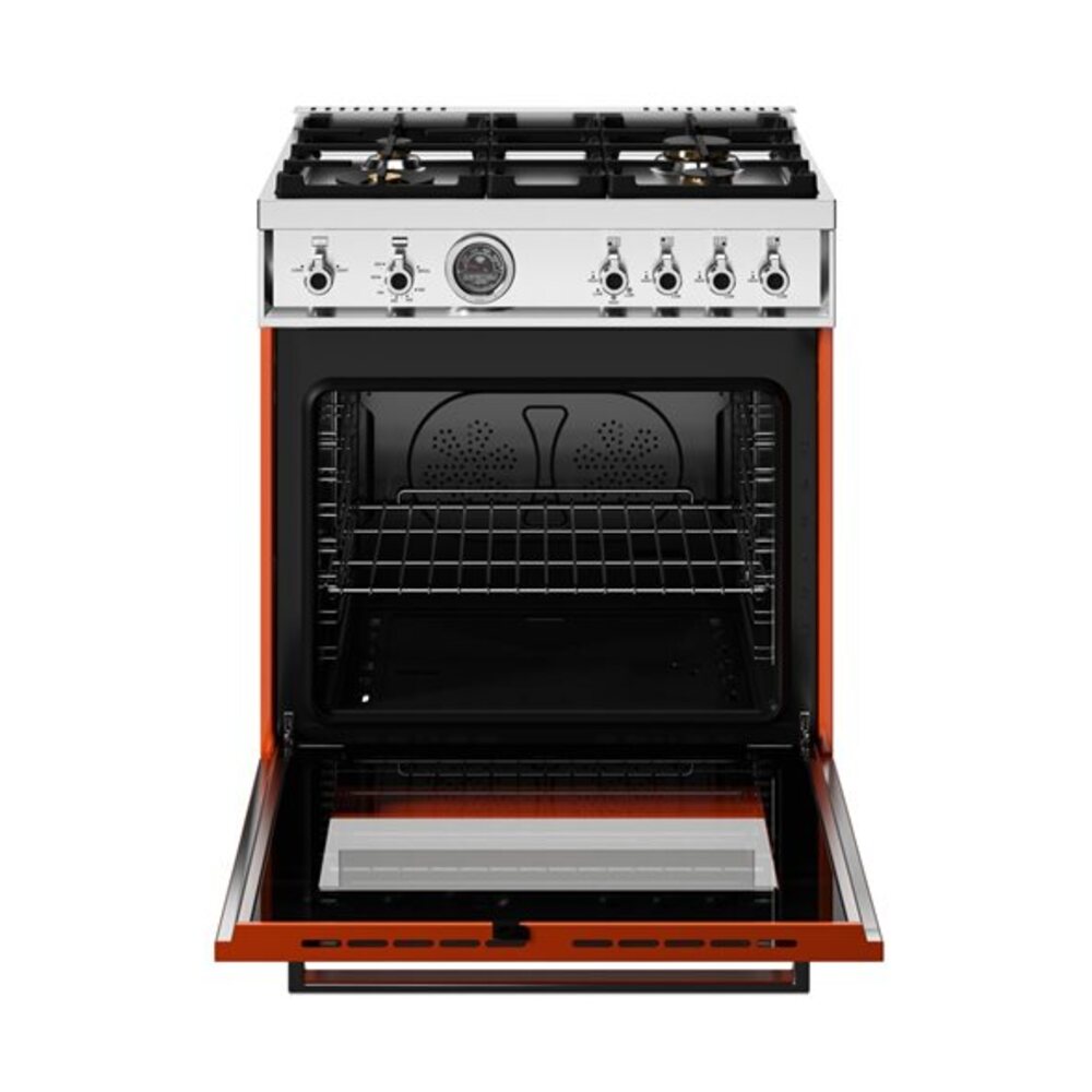 Bertazzoni Professional Series 30 inch Gas Range with 4 Brass Burners, 4.7 cu. ft. Oven Capacity, Dual Convection and Temperature Probe (Arancio Orange) - PRO304BFGMART*