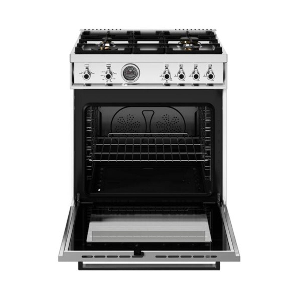 Bertazzoni Professional Series 30 inch Gas Range with 4 Brass Burners, 4.7 cu. ft. Oven Capacity, Dual Convection and Temperature Probe (Bianco White) - PRO304BFGMBIT*