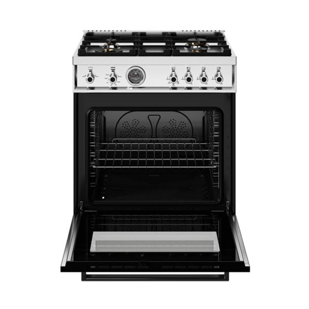 Bertazzoni Professional Series 30 inch Gas Range with 4 Brass Burners, 4.7 cu. ft. Oven Capacity, Dual Convection and Temperature Probe (Nero Black) - PRO304BFGMNET*