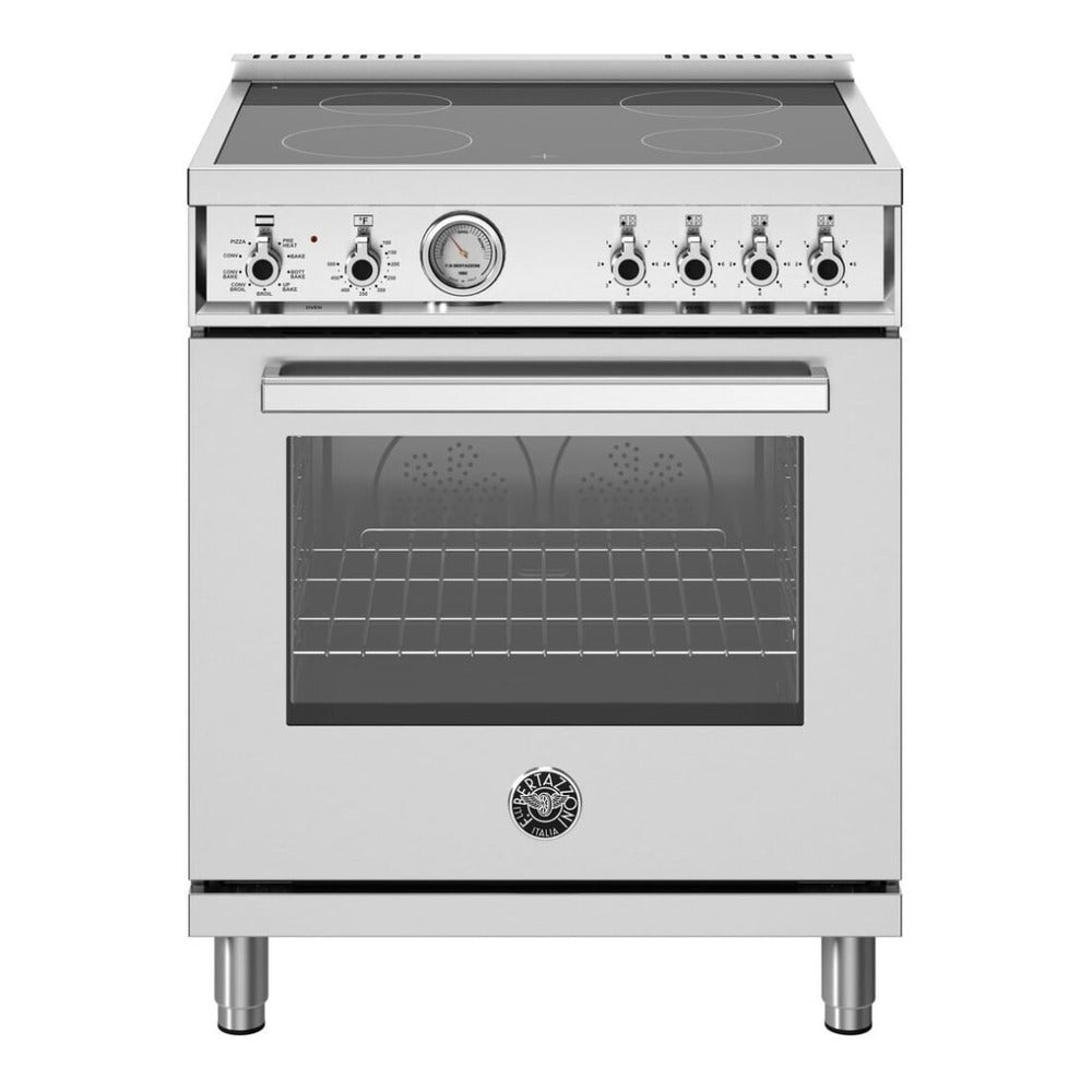 Bertazzoni Professional Series 30 inch Freestanding Electric Range with 4 Ceran Elements, 4.7 cu. ft. Oven Capacity in Stainless Steel - PRO304CEMXV