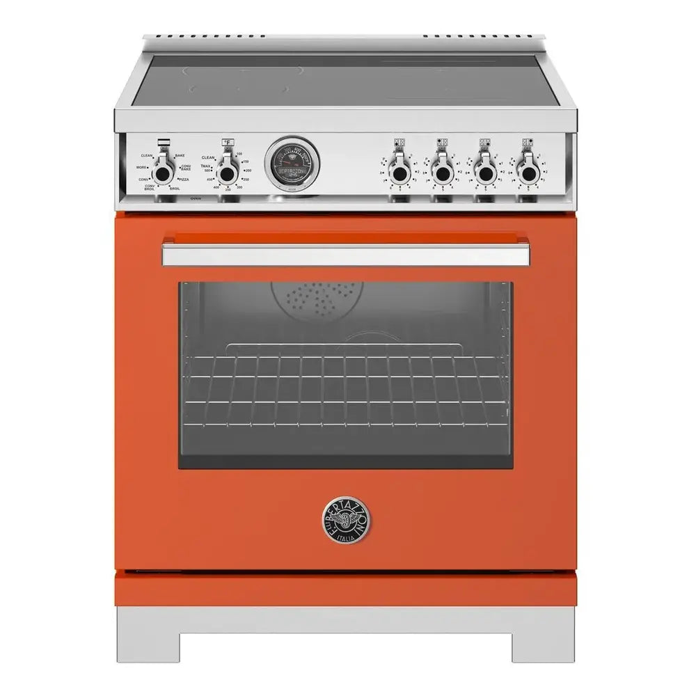 Bertazzoni Professional Series 30 inch Induction Range with 4 Elements, 4.6 cu. ft. Oven Capacity, Self Clean and Air Fry (Arancio Orange) - PRO304IFEPART