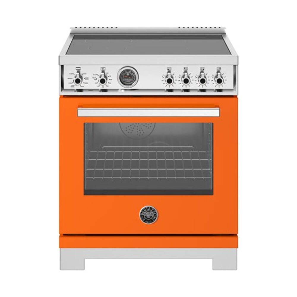 Bertazzoni Professional Series 30 inch Induction Range with 4 Elements, 4.6 cu. ft. Oven Capacity, Self Clean and Air Fry (Arancio Orange) - PRO304IFEPART