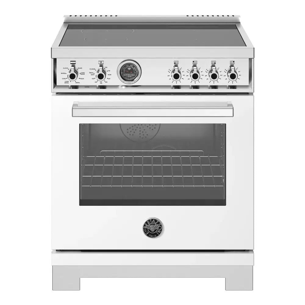 Bertazzoni Professional Series 30 inch Induction Range with 4 Elements, 4.6 cu. ft. Oven Capacity, Self Clean and Air Fry (Bianco White) - PRO304IFEPBIT