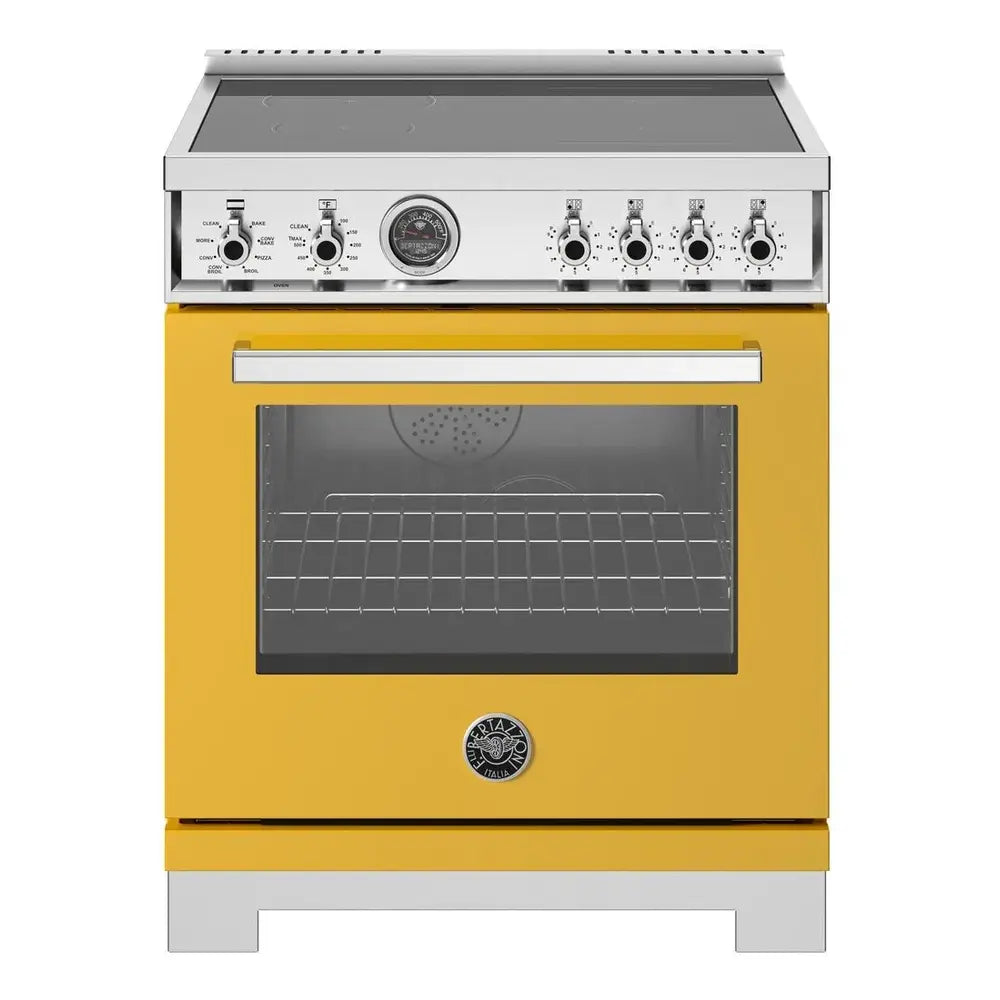 Bertazzoni Professional Series 30 inch Induction Range with 4 Elements, 4.6 cu. ft. Oven Capacity, Self Clean and Air Fry (Giallo Yellow) - PRO304IFEPGIT