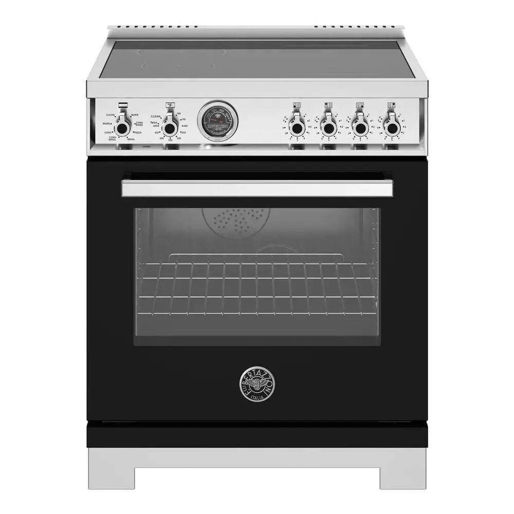 Bertazzoni Professional Series 30 inch Induction Range with 4 Elements, 4.6 cu. ft. Oven Capacity, Self Clean and Air Fry (Nero Black) - PRO304IFEPNET