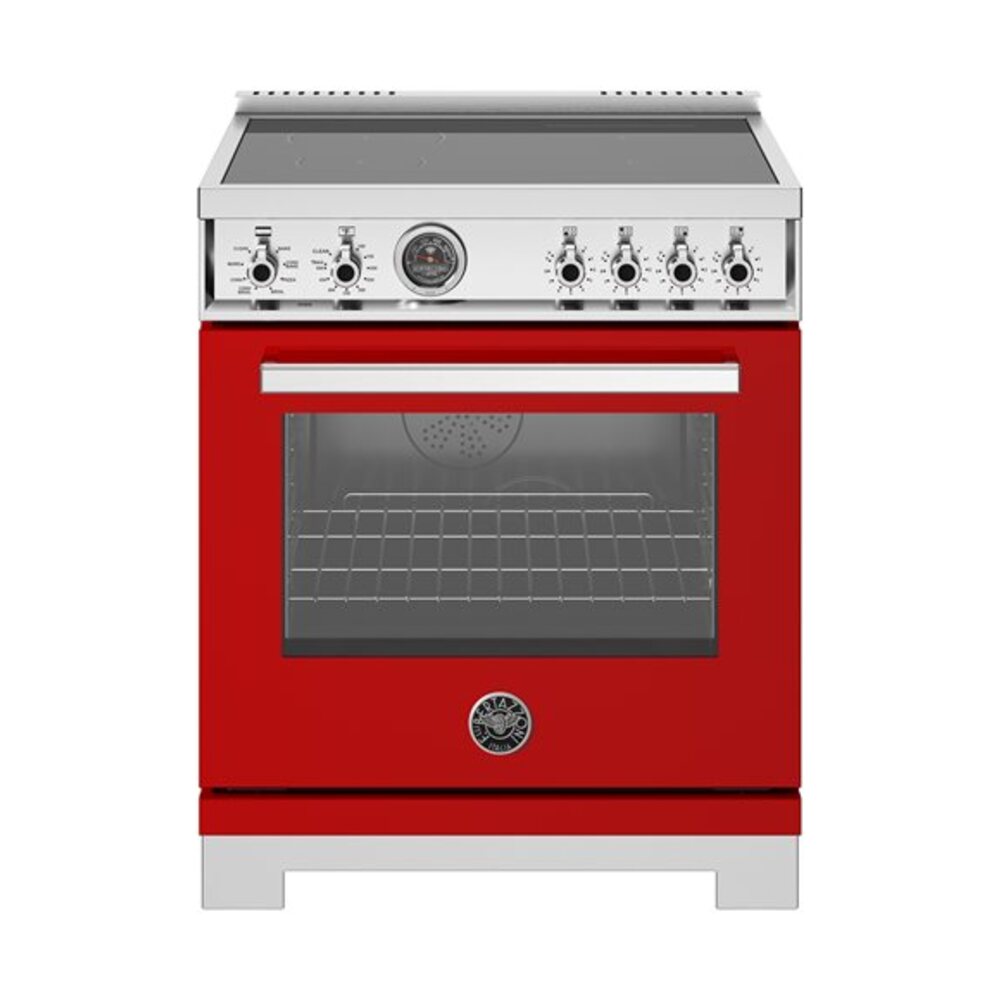 Bertazzoni Professional Series 30 inch Induction Range with 4 Elements, 4.6 cu. ft. Oven Capacity, Self Clean and Air Fry (Rosso Red) - PRO304IFEPROT